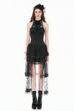 Gothic Victorian Halter Top with Lace Panel and 3D Rose Ornament  TW707