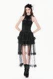 Gothic Victorian Halter Top with Lace Panel and 3D Rose Ornament  TW707