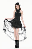 Gothic Victorian Halter Top with Lace Panel and 3D Rose Ornament  TW707