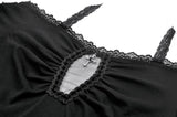 Gothic Dark Cutout Cross Gem Lace Halter Slim Knit Top TW709