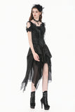 Gothic Court-Style Top with Damask Jacquard, Lace Trim, 3D Roses and Cinched Waist TW711