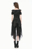 Gothic Court-Style Top with Damask Jacquard, Lace Trim, 3D Roses and Cinched Waist TW711