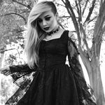 Gothic dress of ghost cocktail lace with button row DW053BK - Gothlolibeauty