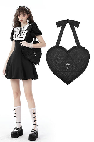 Gothic cross heart shoulder bag ABG002