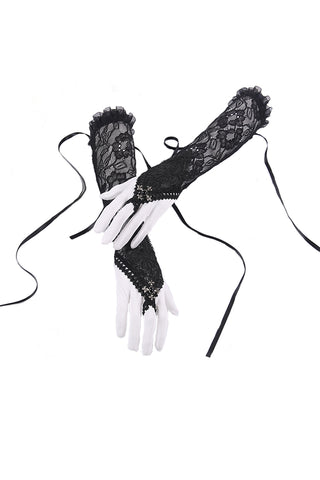 Gothic lace oversleeve with ribbon rope AGL002 - Gothlolibeauty