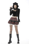 Metal studded plaid cat ear wooly scarf ASF024