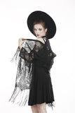 Black tasseled cape with kimono sleeves BW066 - Gothlolibeauty