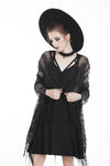 Black tasseled cape with kimono sleeves BW066 - Gothlolibeauty