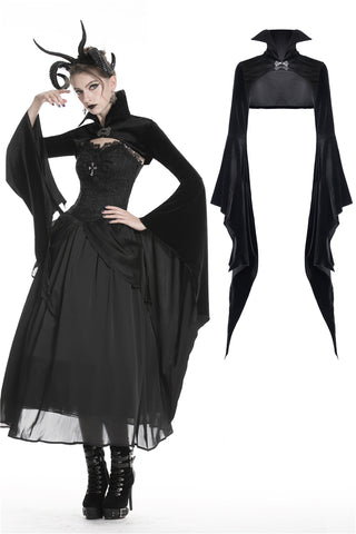 Gothic women velvet Black vampire cape with bat big sleeves BW069 - Gothlolibeauty