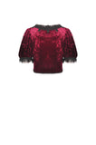 Gothic luxe wine red diamond velvet short-sleeves cape BW095