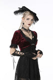 Gothic luxe wine red diamond velvet short-sleeves cape BW095