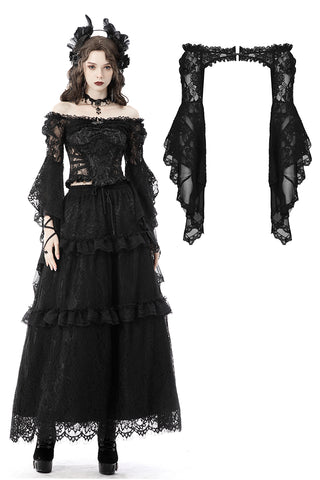 Gothic mesh bell sleeves sexy finger hook lace cape BW103