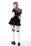 Gothic lolita pink plaid cat ear hoody cape BW105
