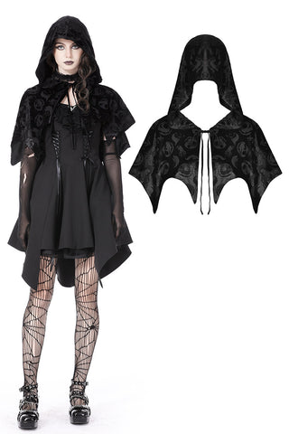 Gothic skull velvet hooded cape BW112