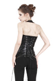 Punk PU leather corset with side rope design via metal D buckle CW026 - Gothlolibeauty