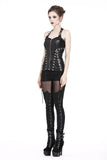 Punk PU leather corset with side rope design via metal D buckle CW026 - Gothlolibeauty