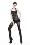 Punk PU leather corset with side rope design via metal D buckle CW026 - Gothlolibeauty