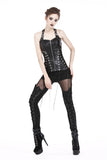 Punk PU leather corset with side rope design via metal D buckle CW026 - Gothlolibeauty