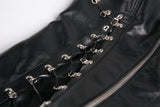 Punk PU leather corset with side rope design via metal D buckle CW026 - Gothlolibeauty
