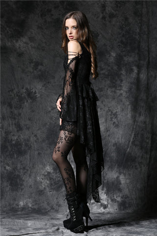 Gothic dress of ghost cocktail lace with button row DW053BK Gothlolibeauty Gothic dress of ghost cocktail lace with button row DW053BK Gothlolibeauty