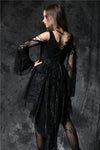 Gothic dress of ghost cocktail lace with button row DW053BK - Gothlolibeauty