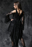 Gothic dress of ghost cocktail lace with button row DW053BK - Gothlolibeauty