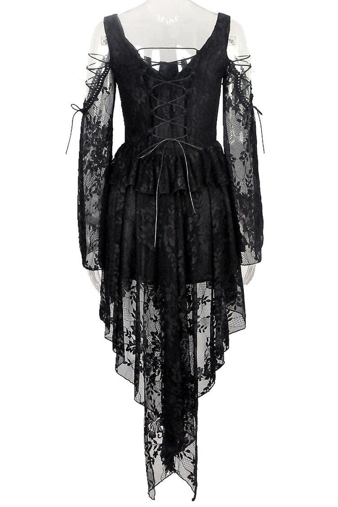 Gothic dress of ghost cocktail lace with button row DW053BK Gothlolibeauty Gothic dress of ghost cocktail lace with button row DW053BK Gothlolibeauty