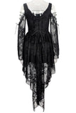 Gothic dress of ghost cocktail lace with button row DW053BK - Gothlolibeauty