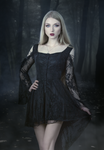 Gothic dress of ghost cocktail lace with button row DW053BK - Gothlolibeauty