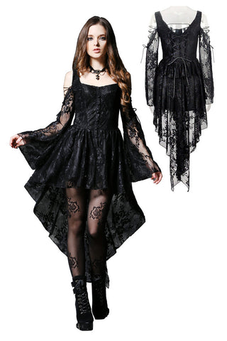 Gothic dress of ghost cocktail lace with button row DW053BK - Gothlolibeauty