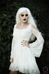 Gothic ghost cocktail lace dress with button row DW053WH - Gothlolibeauty