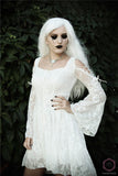 Gothic ghost cocktail lace dress with button row DW053WH - Gothlolibeauty