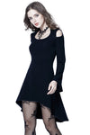 Gothic tail Black dress with off shoulder and cross back DW060 - Gothlolibeauty