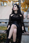 Gothic lace sexy dress with cat ear shape on top DW139 - Gothlolibeauty