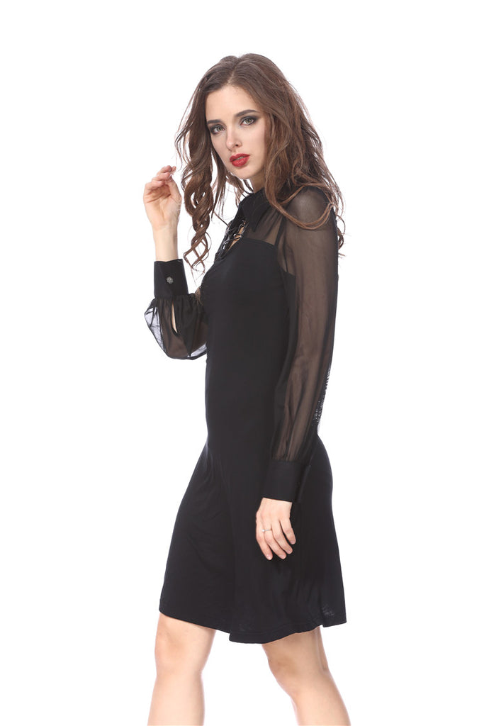 Punk Black spider neck dress DW159 – Gothlolibeauty