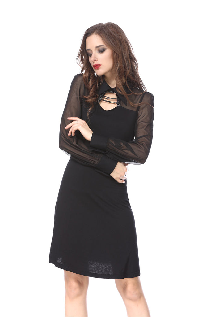 Punk Black spider neck dress DW159 – Gothlolibeauty