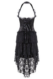 Gothic corset dress with lace cocktail hem DW162BK - Gothlolibeauty