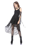 Black Gothic Elegant Lace High-Low Dress DW166 - Gothlolibeauty