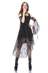 Black Gothic Elegant Lace High-Low Dress DW166 - Gothlolibeauty