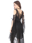 Black Gothic Elegant Lace High-Low Dress DW166 - Gothlolibeauty