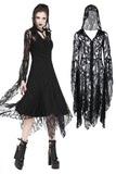 Gothic gorgeous lace long dress with horn cap and long row buttons DW173 - Gothlolibeauty