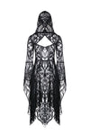 Gothic gorgeous lace long dress with horn cap and long row buttons DW173 - Gothlolibeauty