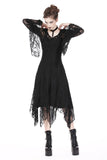 Gothic gorgeous lace long dress with horn cap and long row buttons DW173 - Gothlolibeauty