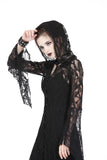 Gothic gorgeous lace long dress with horn cap and long row buttons DW173 - Gothlolibeauty