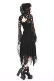 Gothic gorgeous lace long dress with horn cap and long row buttons DW173 - Gothlolibeauty