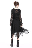 Gothic gorgeous lace long dress with horn cap and long row buttons DW173 - Gothlolibeauty