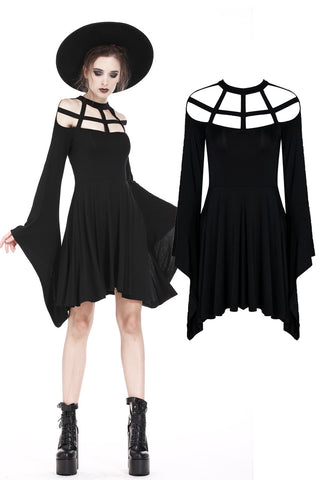 Punk knitted dress with mimic spider web shape design and big kimono sleeves DW183 - Gothlolibeauty