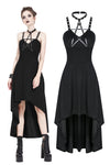 Punk knitted high-low dress with leather star across neck DW184 - Gothlolibeauty