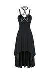 Punk knitted high-low dress with leather star across neck DW184 - Gothlolibeauty
