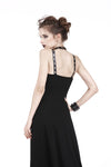 Punk knitted high-low dress with leather star across neck DW184 - Gothlolibeauty